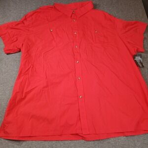 KingSize Mens 6XL Tall Red Short Sleeve Button Down Work Shirt 2 Pocket 92795